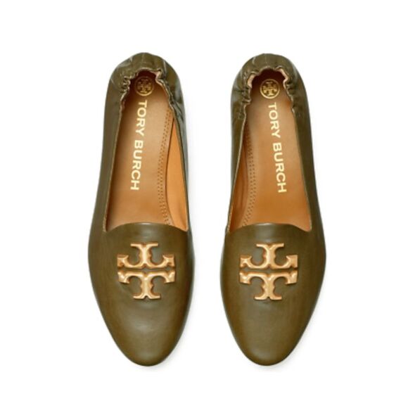 NWT TORY BURCH Womens Green Eleanor Round Toe Slip On Leather Loafers 9 M - Picture 2 of 4